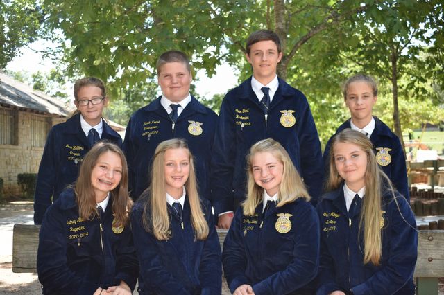 FCMS FFA Officer Team LtoR frontrow Sydney Allen, Abbie Gilbert, Ginger Mitchell, Gracie Minyard, backrow Josie Hallford, Javob Keese, Liam Ford and Ella Freeman